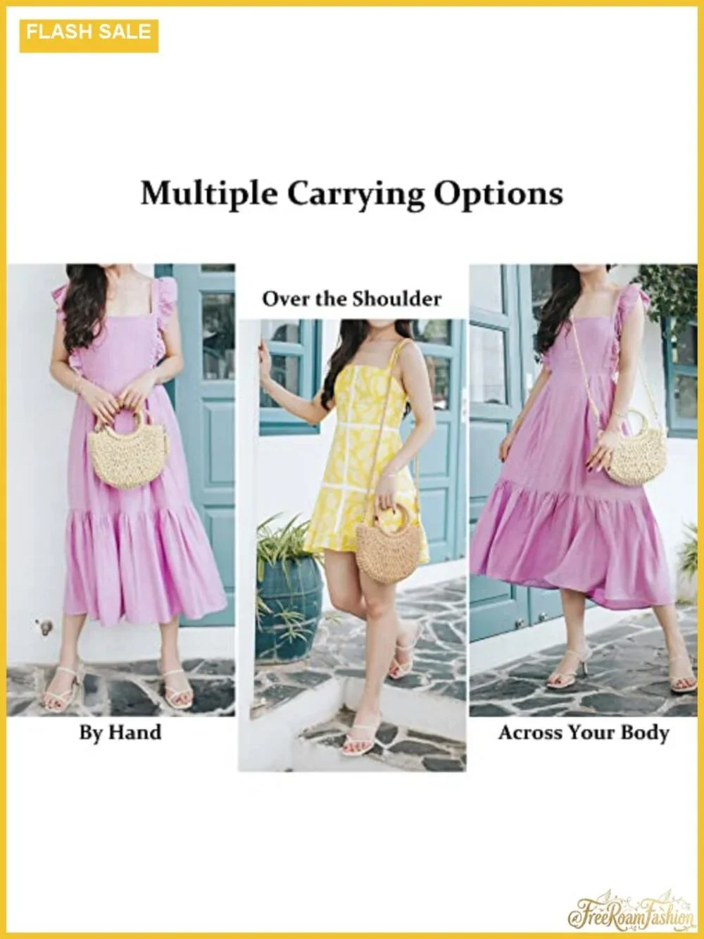 Woven Straw Beach Bag Crossbody Shoulder Handbag Summer Satchel